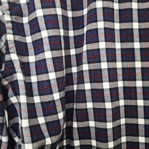 Massimo Dutti Plaid Shirt Navy White Red Men's M 100% Cotton - Picture 3 of 4
